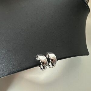 Trifari silver clip on hoop earrings